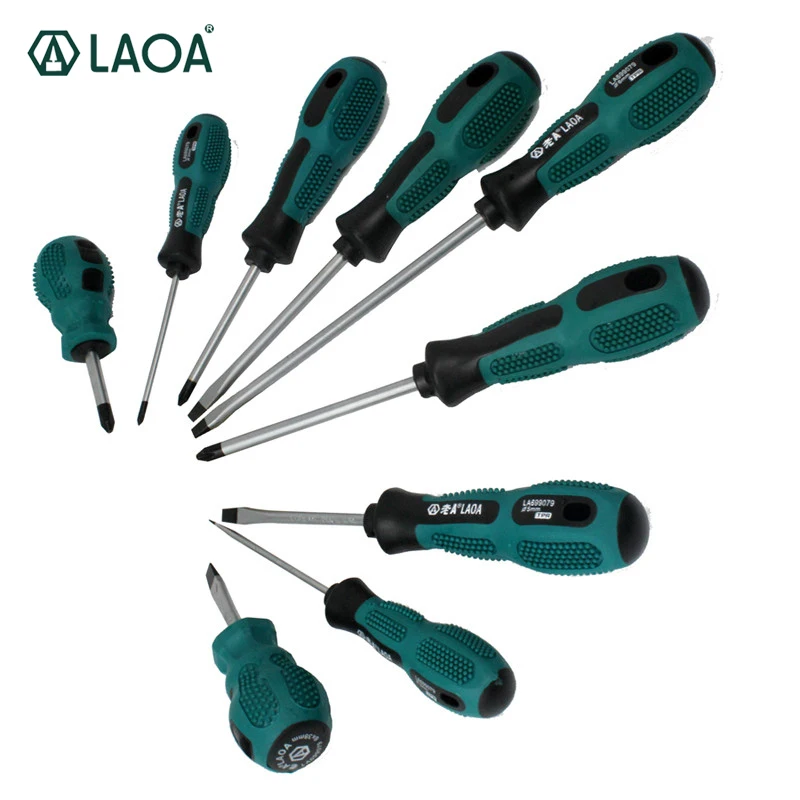 

LAOA 6PCS/9PCS screwdriver set Cr- V Screw Driver Destornillador chave de fenda papelaria With rubber wrapped handle and Bag