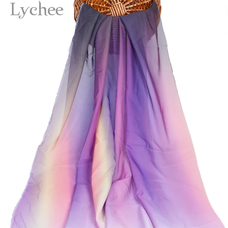 

Lychee 100cmx148cm 100D Gradual Color Chiffon Fabric High Quality Sewing Fabric DIY Evening Dress Garment Materials