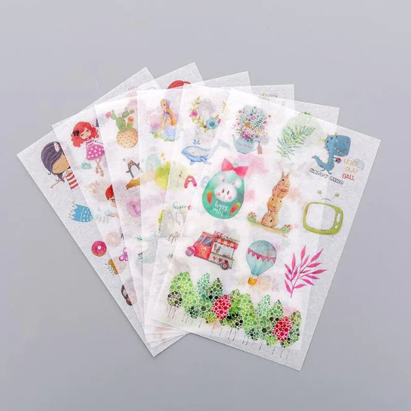 

Cartoon Flat Sticker Cute Food Girl Animal Sticker Album Calendar Hand Book Decoration Diy Scrapbook Sticker Set Stationery