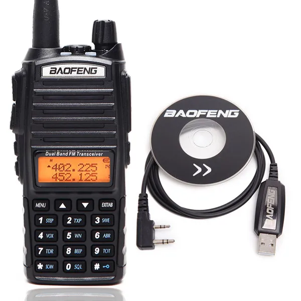 Baofeng UV-82 Plus 8 Вт Высокая мощность Двухдиапазонная рация VHF/UHF 10 км длинный диапазон UV82 двухстороннее Ham CB Любительское портативное радио - Цвет: add usb cable