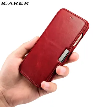 

iCarer For iPhone 7 Case Luxury Brand Retro Genuine Leather+Hard Plastic Flip Protective Phone Case For iphone 7 plus Case Cover