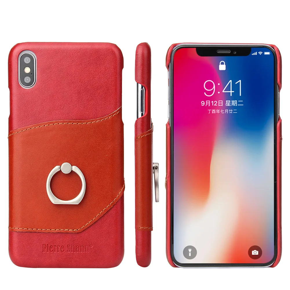 Чехол накладка из натуральной кожи для iPhone X XR XS Max деловая сумка телефона