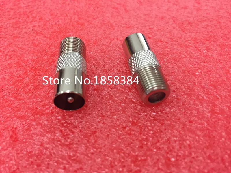 

50pcs/lot Silver Tone F Type female jack to IEC PAL DVB-T TV male plug RF adapter connector