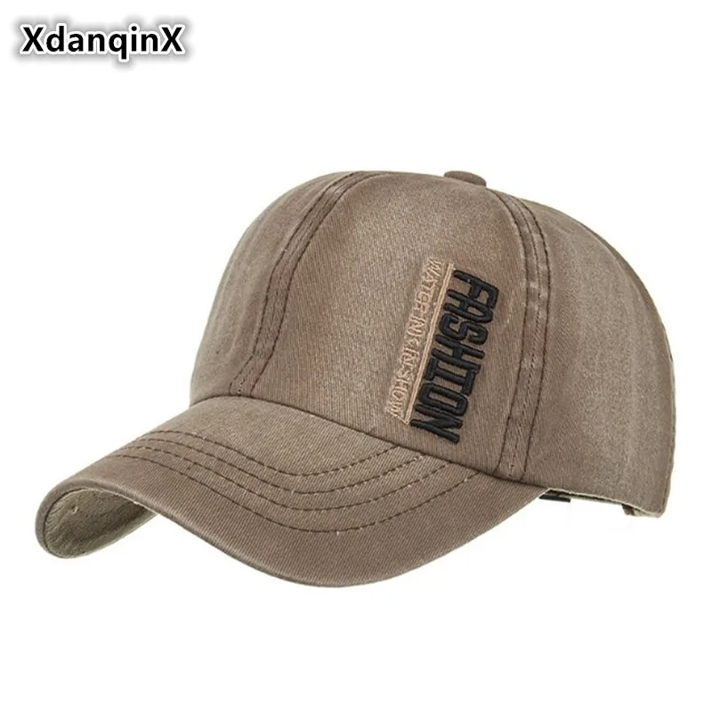 

XdanqinX 100% Cotton Washed Embroidery Baseball Cap For Men Women Adjustable Size Brands Fitted Hat Gorras Snapback Couple Caps