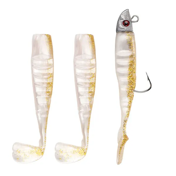 JACKFISH Jig Head T Tail Soft Fishing Lure 3PCS/10.5cm/15g Soft bait with Grankhook Swimbait fishing Tackle Pesca jigging lure - Цвет: F