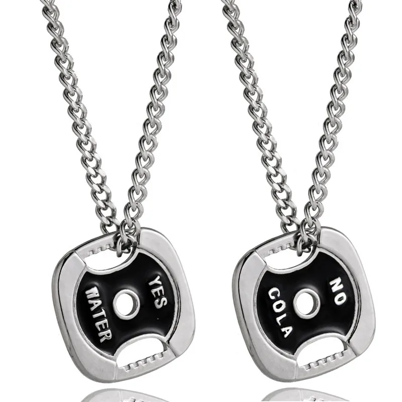 

Men Weight Plate Pendant Necklace Stainless Steel Chain Weightlifting Bodybuilding Dumbbell Barbell Charm Gym Fitness Jewelry