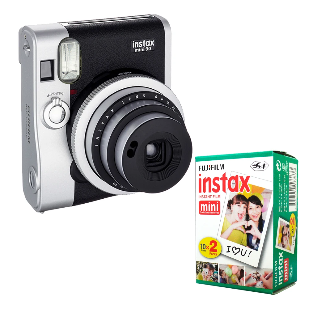 Fujifilm Instax Mini 90 NEO классическая черная мгновенная пленка камера+ Fuji Instax Mini Instant White Edge 20 пленка