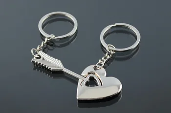 

Free Shipping! Wholesales! 100pairs/lot! One Pair keychain Cupid's arrow to My Heart Keychain Wedding Favors And Gifts!