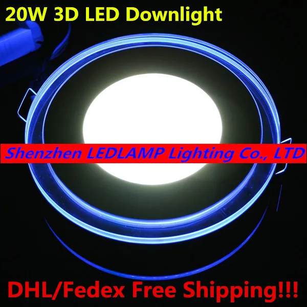 

Acrylic Recessed LED Downlight Front Light (Warm/Cold White) + Side Light (Blue) Super Bright 20W LED Ceiling Panel Light
