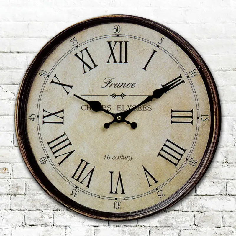 Large Vintage Europe Style Paris Wooden Wall Clock Antique Shabby Chic