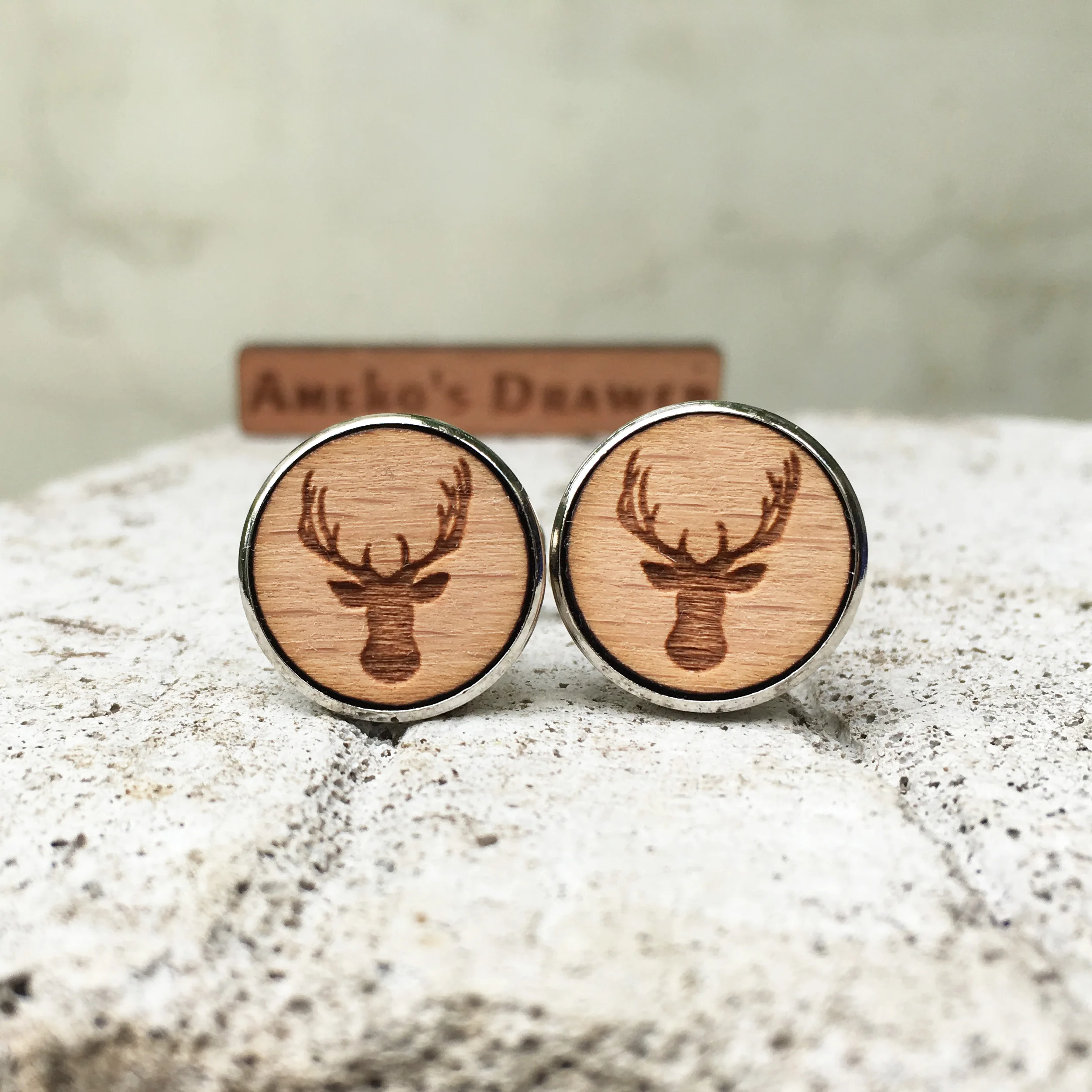 

Deer Wooden Cuff Links Animal Wedding Gift Groomsmen Gift Deer Head Wood Cuff Links Deer Horn Jewelry X 5 Pairs