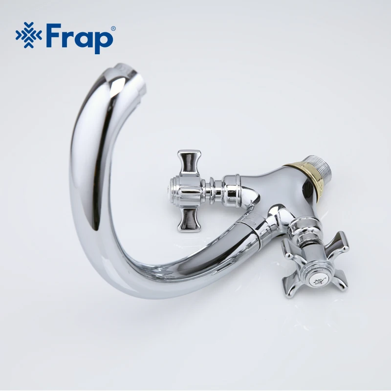 Online Frap 1 Juego de alta calidad de aleación de Zinc grifo de cocina sólido de doble mango torniira mezclador de agua fría y caliente 360 giratorio F4224