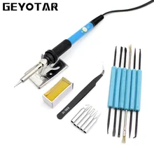 ЕС вилка Регулируемая температура паяльник 220 в 60 Вт набор инструментов для сварки с 5 шт. железный наконечник электрический DIY сварочный инструмент для ремонта
