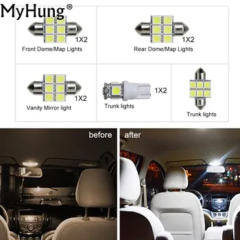 

For Hyundai IX25 2015 Car Led Interior Light C10W W5W Replacement Headligh Bulbs Dome Map Lamp Light White 9PCS