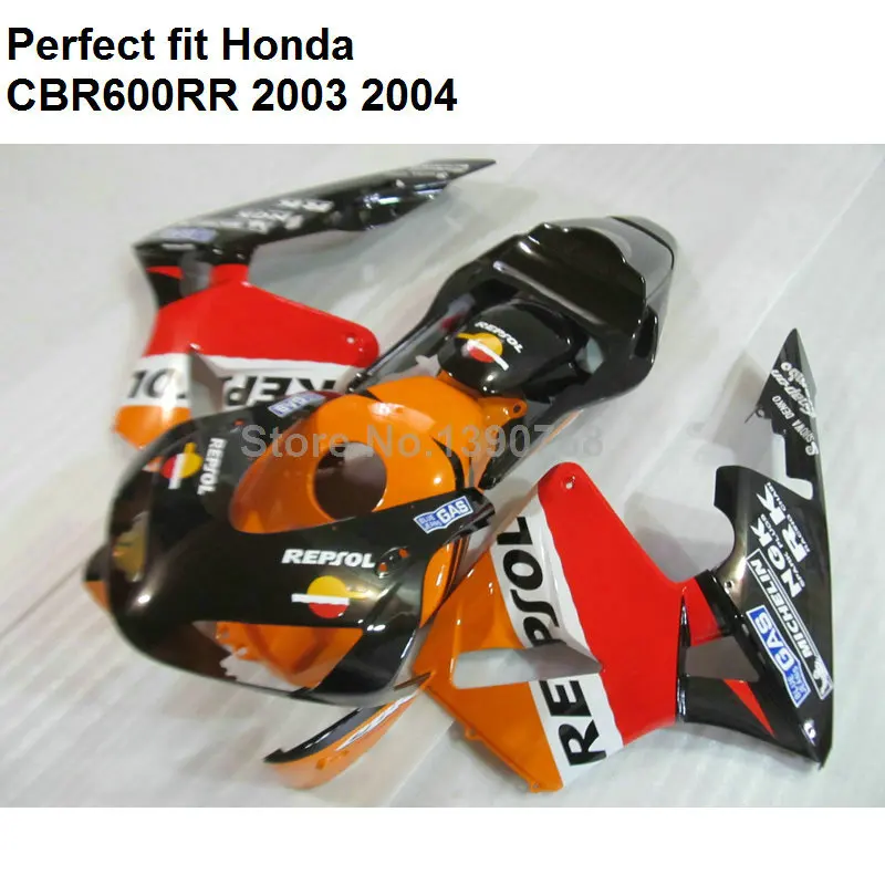 Высококачественный обтекатель ABS для Honda orange black CBR600RR 2003 2004 комплект обтекателей