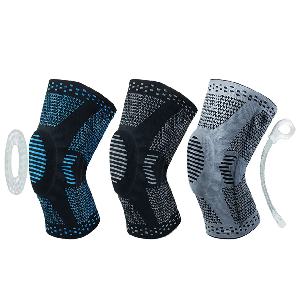 

GOBYGO 1PCS Sport Fitness Running Knee Support Protect 3D Weaving Knee Sleeves Spring Padded Protection Compression Knee Pads