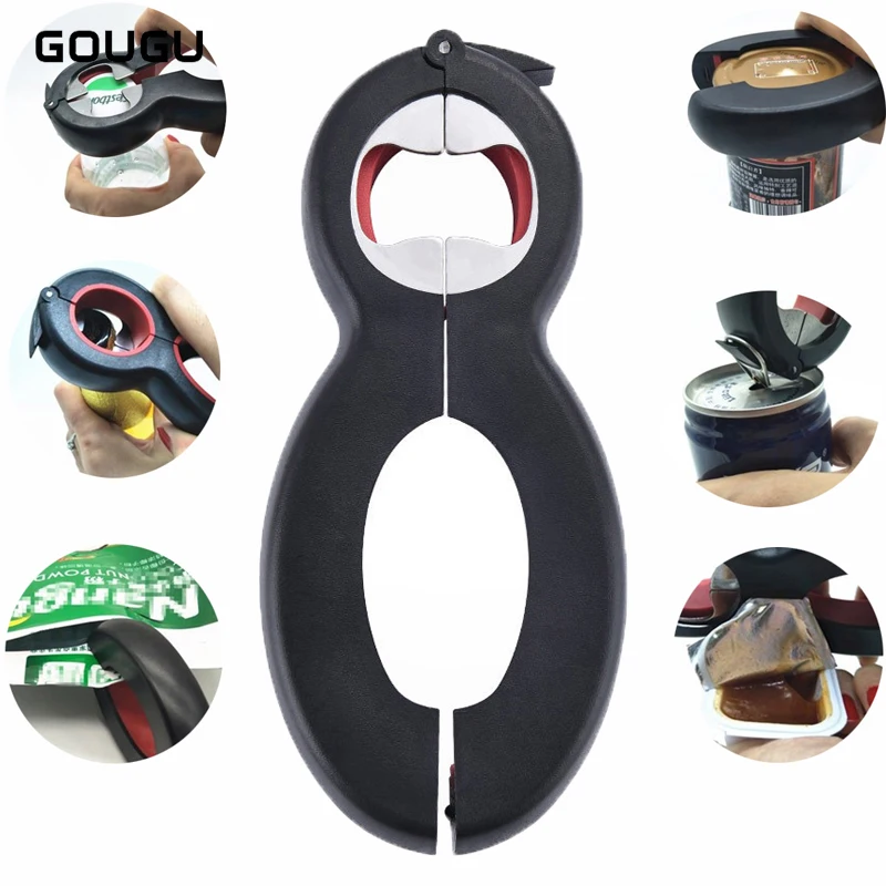 6 in 1 Newest Twist Bottle Opener Multifunction Jar Gripper Can Wine Beer Lid Twist Off Jar