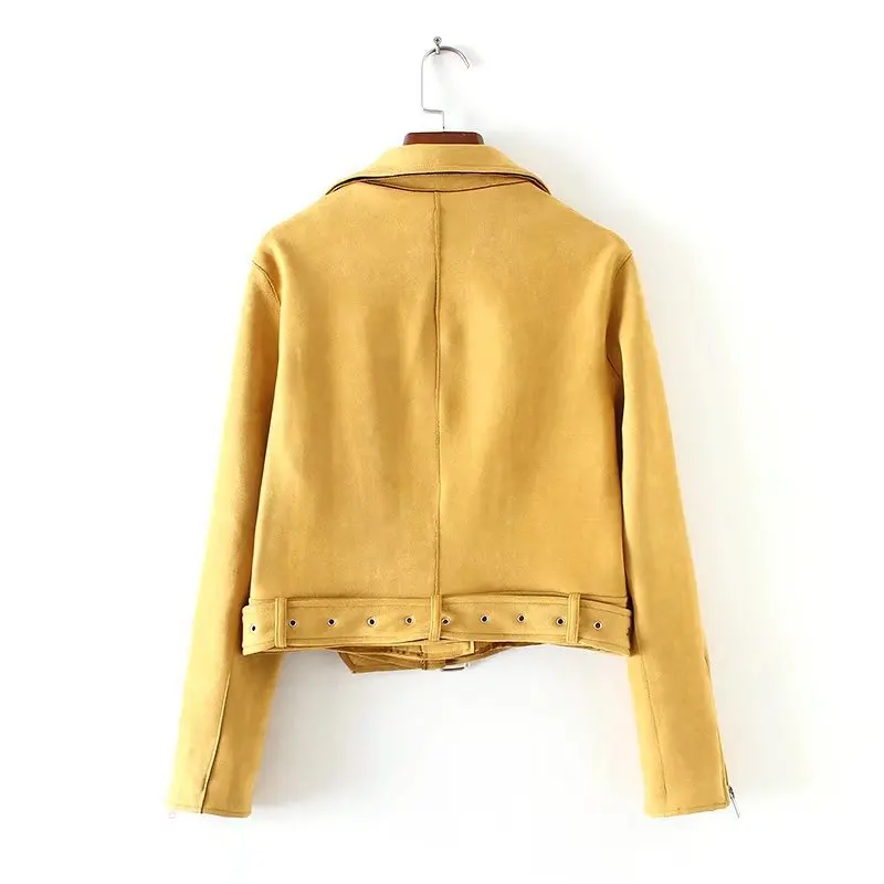 Куртка женская замшевая короткая из ПУ кожи на осень|suede leather jackets women|designer womenleather