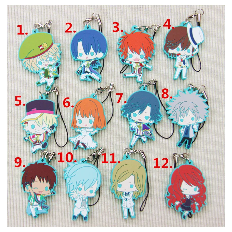 

Anime Keychain Uta no Prince-sama Ichinose Tokiya Kurusu Syo Jinguji Ittoki Otoya Rubber kulcstarto Keyrings Pendant Keychain