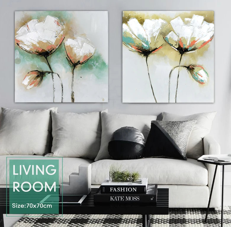 Нож картина маслом абстрактная живопись белый тюльпан цветы Цвет нож Холст wall art 2 шт. quadros Современная Мода home decor