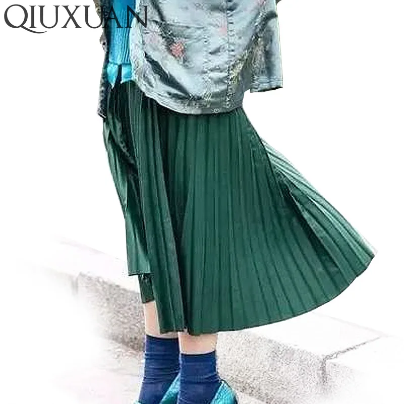 Image Women Skirts New Fashion Women s High Waist Pleated Solid Color Ankle Length Skirt All match chiffon Clothing