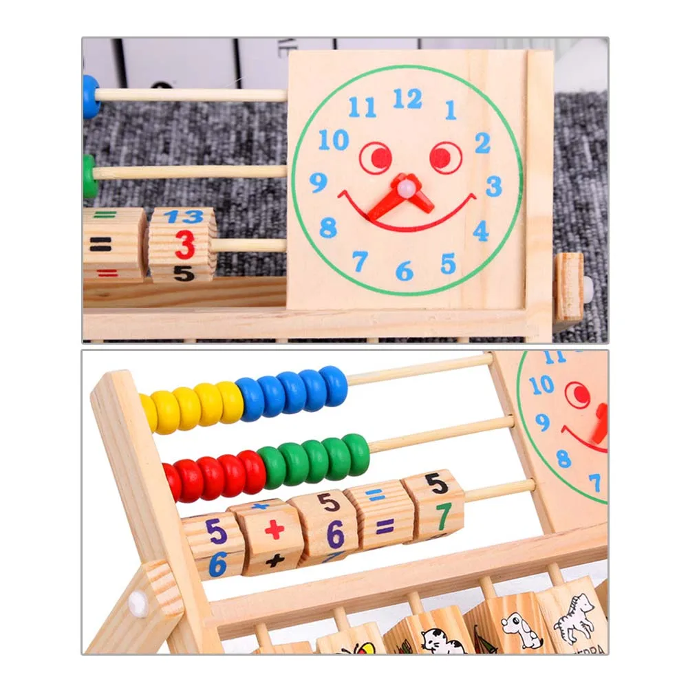  Kids Wooden Colorful Math Number Teaching Tool Abacus Calculation Educational Learning Block Toy - 4000026678011
