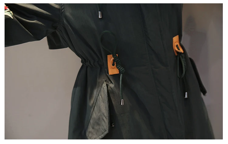 2018 Winter Jackets Women Embroidery Coats Big fur collar Hooded Down Jacket Warm Long Parka Women Thicken Cotton Jackets 1857