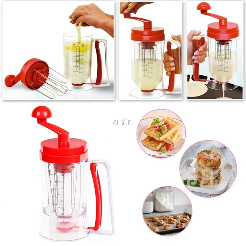 Manual Pancake Perfect Batter Dispenser Cupcakes Waffles Breakfast Mixer Mix Hot Blenders