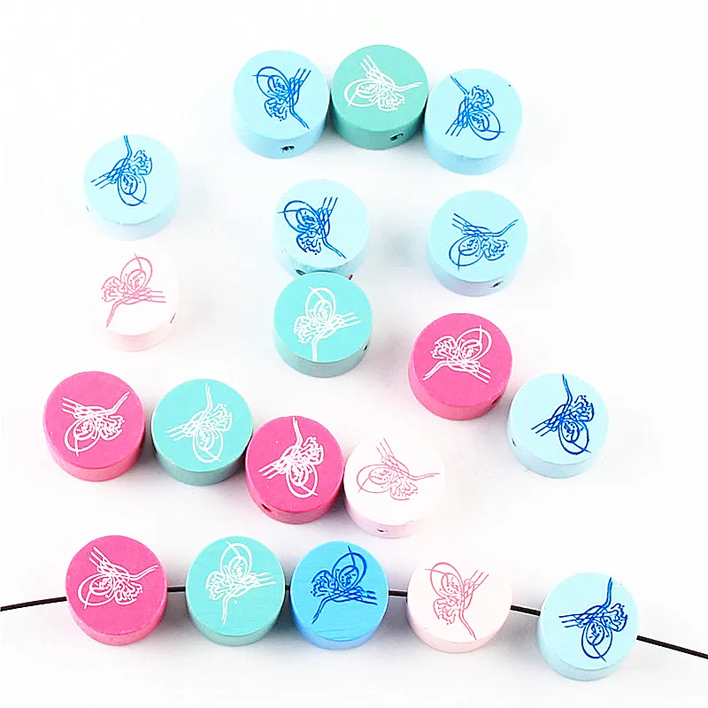 

Handmade 15pcs Wooden Beads 20mm Mix Colorul Pattern Wood Beads for Jewelry Making DIY Pacifier Clip lollipop Attachment