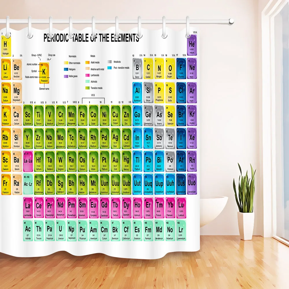 Lb Nieuwe Periodiek Systeem Der Elementen Douchegordijnen Waterdicht 3D Print Badkamer Gordijn 5