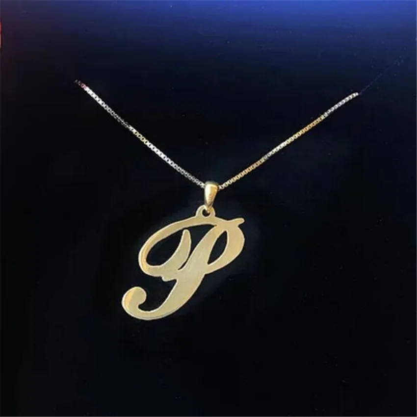 

Custom Jewelry Personalized Initial Pendant Necklace Gold Box Chain Handmade Name Choker 26 Letters Charm Necklaces BFF Gift