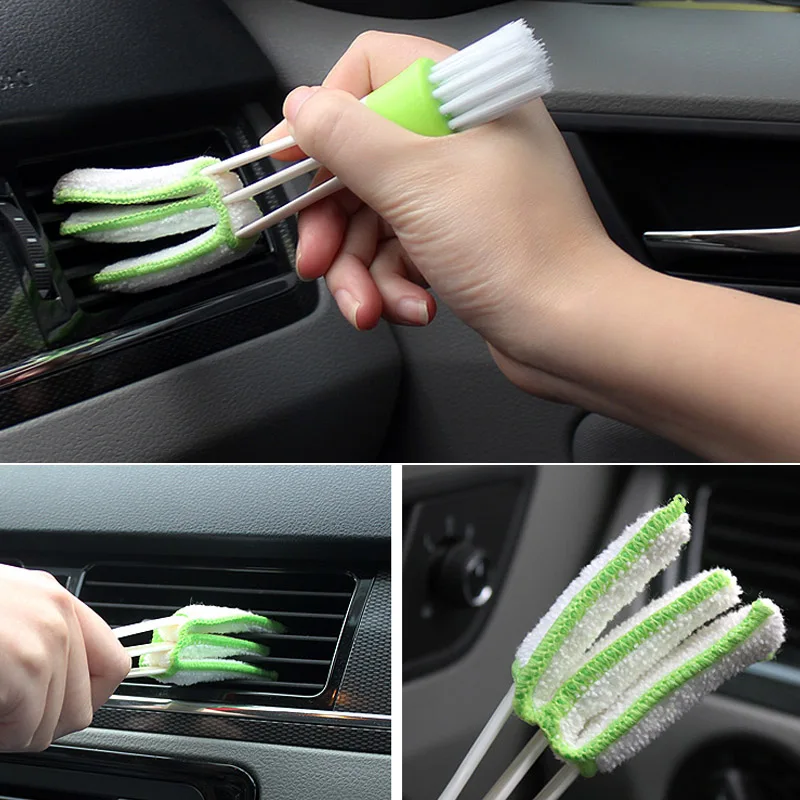 New Portable Double Ended Car Air Vent Slit Cleaner Brush Dusting