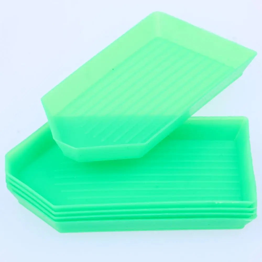 

5pcs Plastic Round Or Green Rectangular Rhinestone Tray Tool Acrylic Plate Case Storage Nail Art Diy Rhinestones Tray Container