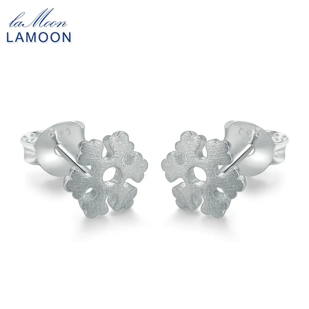 LAMOON 2017 New Little Snowflake Shape 100% 925-Sterling-Silver Earrings Fine Jewelry For Women Girl Gift Daily Life LMEY236