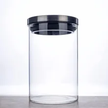 Много 930 мл Жаростойкие прозрачные стеклянные конфеты еда Канистра ж/крышка из нержавеющей стали Размер S чайные пакетики