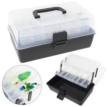 

30 x 18 x 15cm 3 Layers Portable Multifunctional Fishing Lure Reel Tools Box Durable Plastic Big Fishing Tackle Box