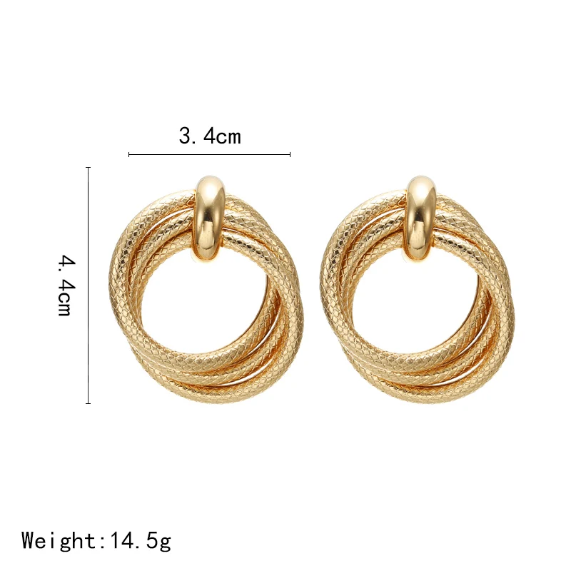 Женские серьги в европейском и американском стиле, большие четырехслойные серьги-кольца золотого цвета, модный ювелирный подарок - Окраска металла: GOLD