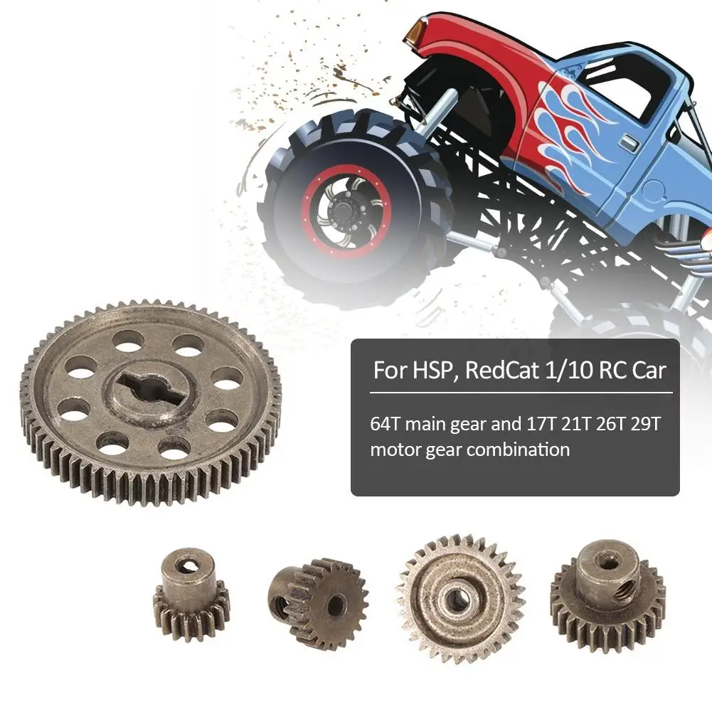 

Differential Mechanism Main Metal Spur Gear 64T 17T 21T 26T 29T Motor Gear RC Part for HSP 1/10 Monster Truck BRONTOSAURUS 94111