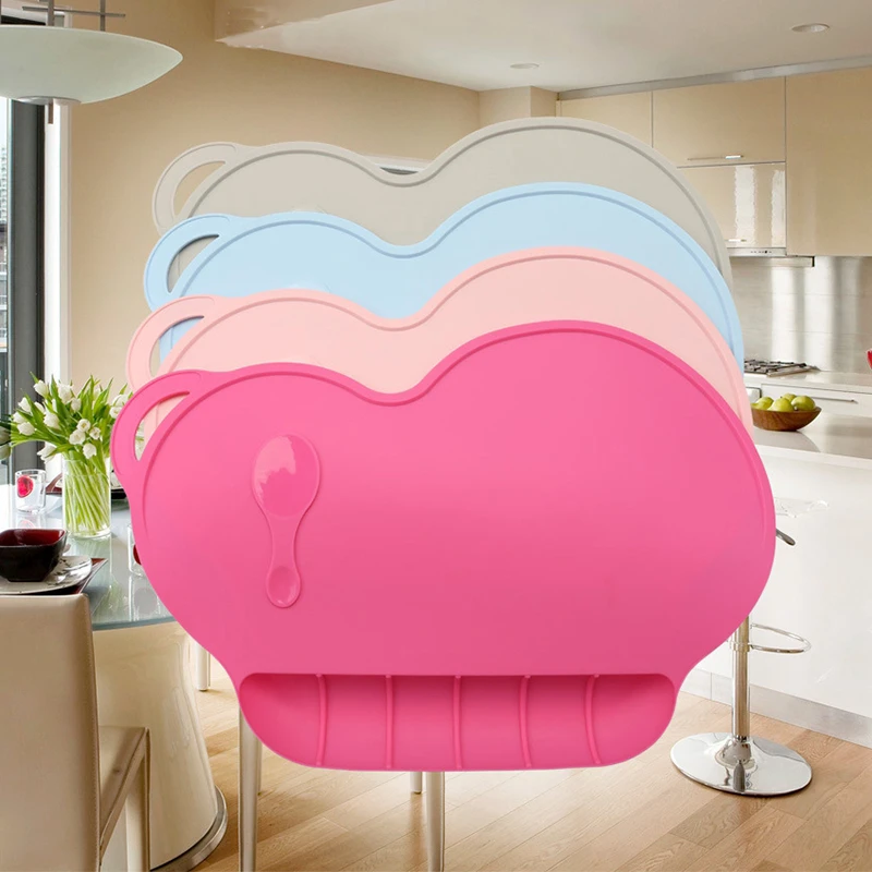 4 Colors Baby Silicon Plate Sucker Slip-resistant One Piece Baby Silicone Placemat Bowl Waterproof Kid Dinner Plate Tableware