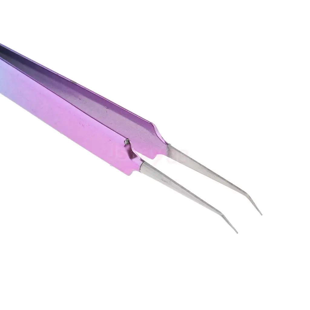 Cosmetic Curved Stainless Steel Eyelashes Extensions Tweezers False Eye Lash Tool Nail Art Nipper Clips Applicators
