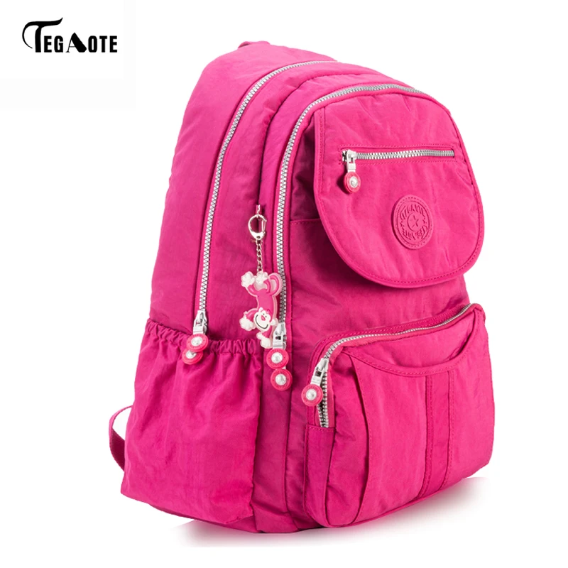 TEGAOTE, классический большой школьный рюкзак для девочек-подростков, Mochila, женские рюкзаки, Женский Одноцветный известный нейлоновый повседневный рюкзак для ноутбука