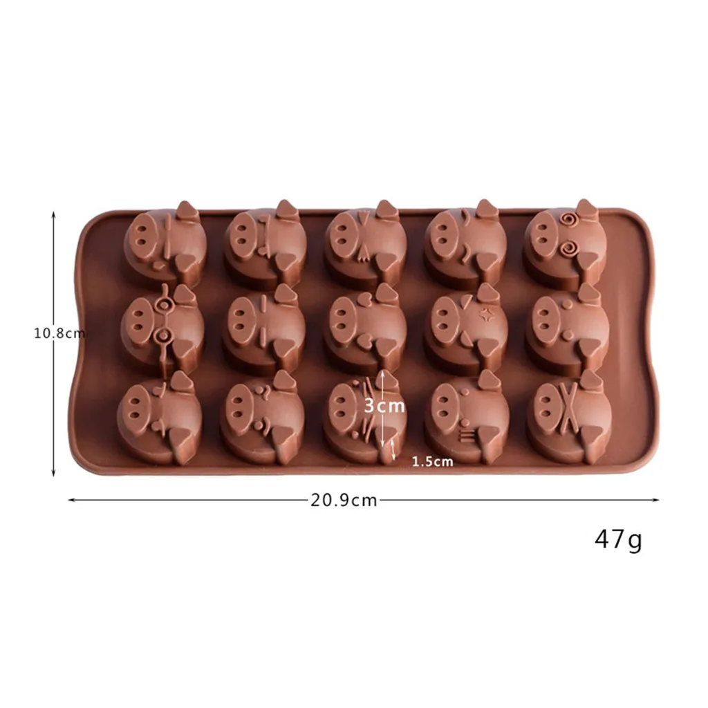 2 шт., креативная Изысканная силиконовая форма для шоколада, 15 свиней, для лица, для полости, форма для шоколадных конфет, 8,15*4,2*0,4 дюймов