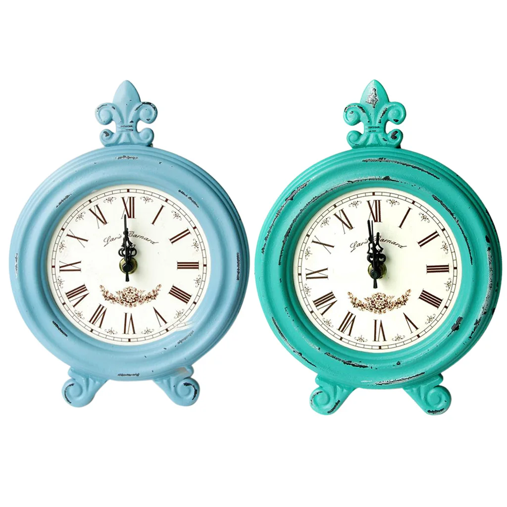 Rustic Vintage Wooden Table Clock Desktop Decor Clock Home Coffee Shop Decor