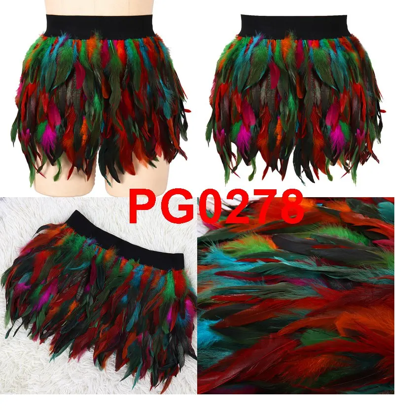 Multi-layer Feather Skirt Waist Belt Art Cosplay Sexy Dance Rave Body Bondage Garter Plus Size Elastic Harness Dress Halloween - Цвет: PG0278