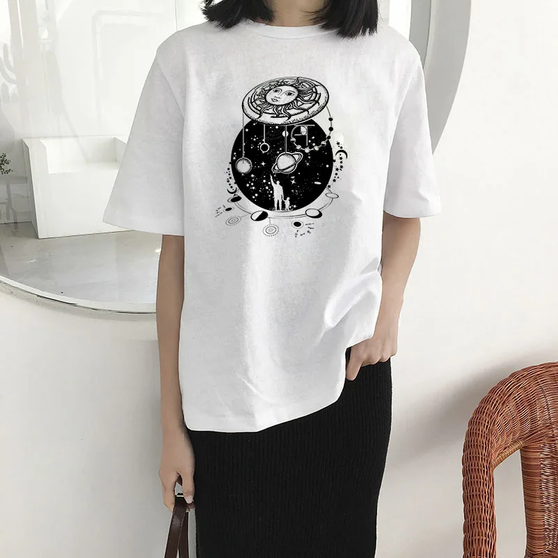 Летняя новинка, Женская Сексуальная футболка с принтом в стиле Харадзюку, повседневная, свободная, модная, с коротким рукавом, bf, большой размер, женская футболка, топы - Цвет: B2WC152-1