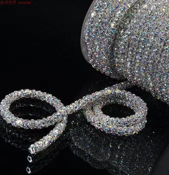 

Dia.6mm Super Flash crystal Sewing on Rhinestone 1m/roll Crystal Glass Strass Crystals Stones For Clothes Crafts Decorations
