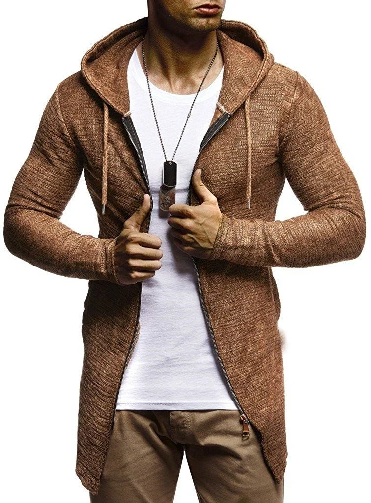 Men's Hooded Sweater Jacket Slim Fit Cardigan Long Sleeve Winter Casual Knit Hooded Jacket Hip Hop Streetwear Man's Sweaters