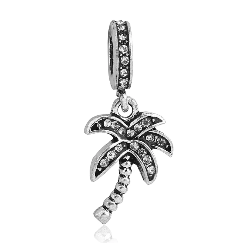 Free Shipping 1PC Palm Tree Dangle Charm Beads Fit Original Pandora