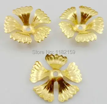 

Free Shipping 500pcs Gold Plated Flower Beads Caps 17mm charm Beads Caps