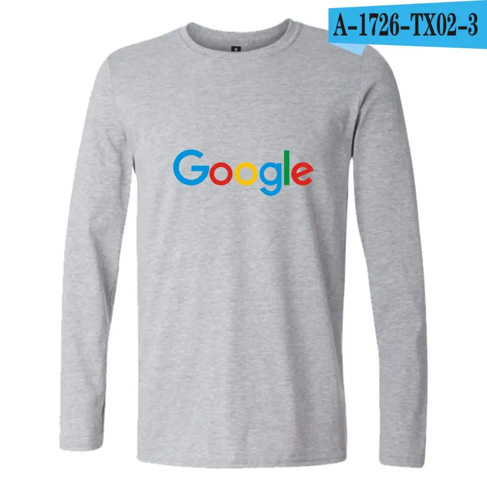 Повседневная одежда Google с принтом Google, футболка с длинными рукавами и круглым вырезом, футболка с логотипом Google - Цвет: Gray